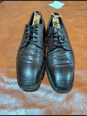 Stefano Branchini Italy Men's 10 Genuine Lizard Skin Shoes Brown Exotic SB EUC